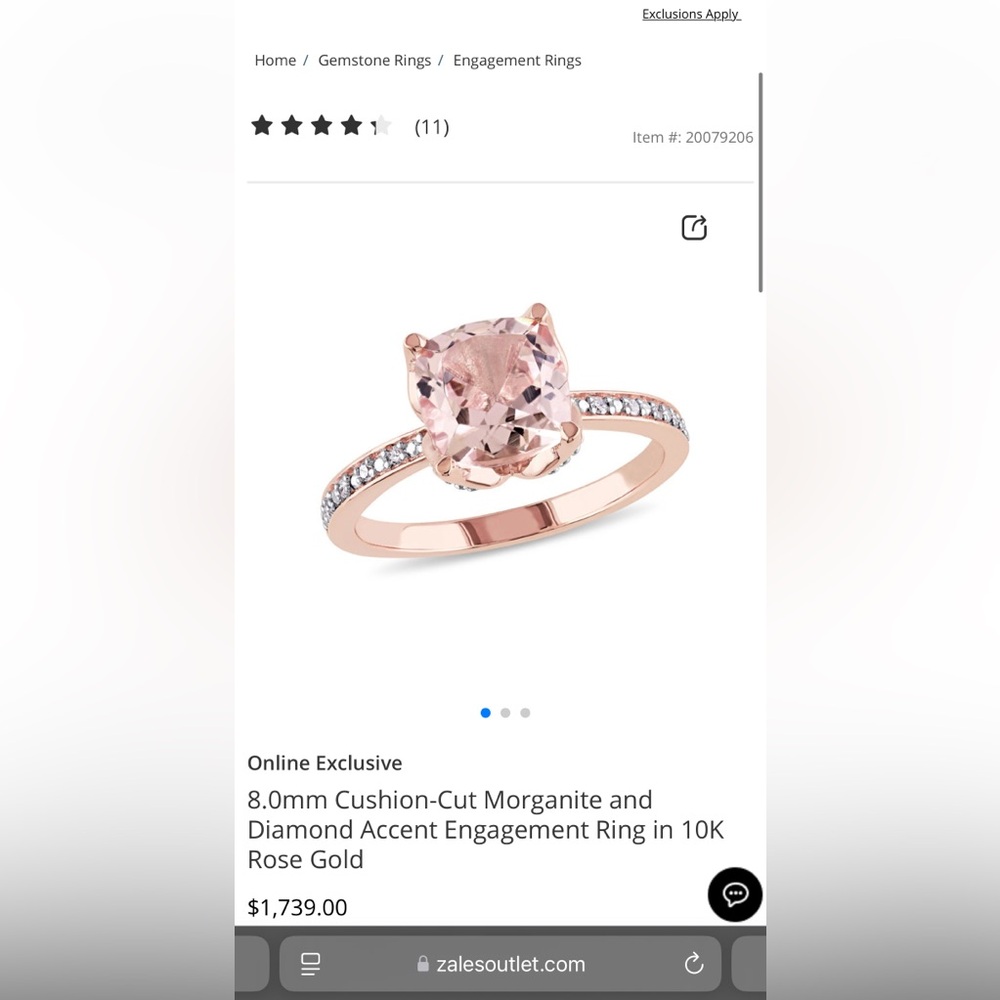 8.0mm Cushion-Cut Morganite and Diamond Accent Engagement Ring in 10K Rose Gold